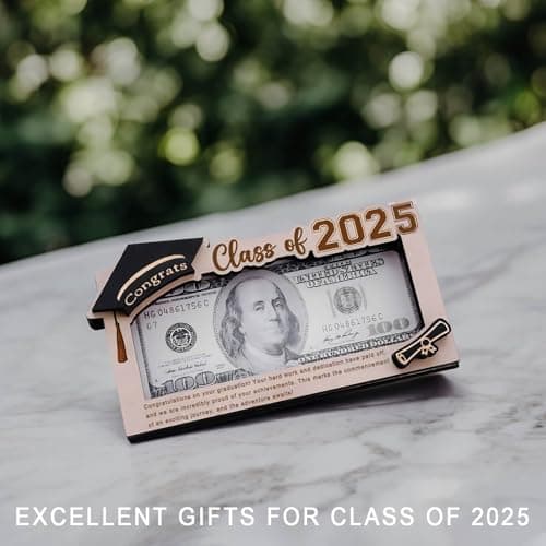 Graduation Gifts 2025 Money Holder, Wooden Graduation Money Cash Envelope Box for Class of 2025 Senior College University Graduates Holiday Christmas Gifts
