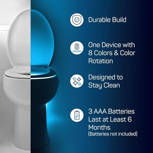 ToiLight The Original Toilet Bowl Night Light. Fun Useful Bathroom Motion Sensor Tech Gadget. Funny Novelty Birthday Gift Idea. Stocking Stuffer for Him Her Guys Men Mom Brother