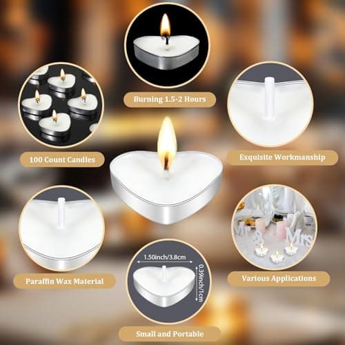 50 Sets Wedding Party Favors for Guests Bulk Including Mini Heart Shaped Candles and Empty Matches Jars with Cork Top Thank You Cards and Organza Bags for Wedding Bridal Shower Party Souvenir