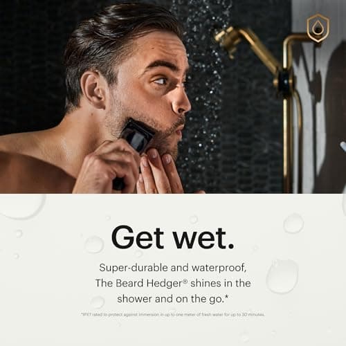 MANSCAPED MANSCAPED® The Beard Hedger® Premium Men's Beard Trimmer, 20 Length Adjustable Blade Wheel, Stainless Steel T-Blade for Precision Facial Hair Trimming, Cordless Waterproof Wet/Dry Clipper