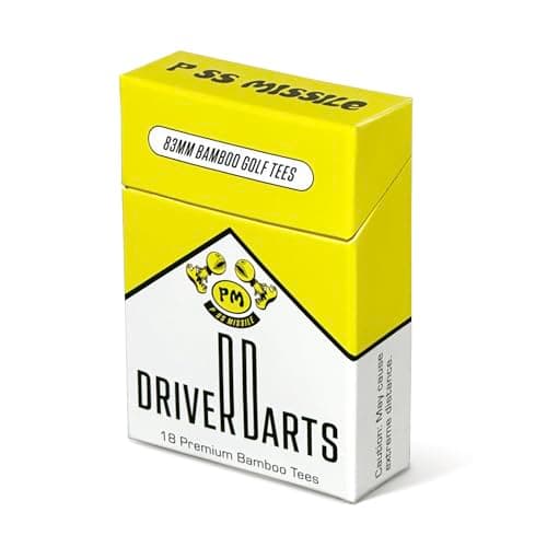 Driver Darts by P*ss Missile, Premium Bamboo Golf Tees | 18 Count, 83mm (3.25") Wooden Tees | Iconic Packaging and Cool Organization | Funny Golf Accessory for Golfers