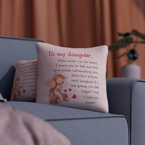 Daughter Gifts from Mom18x18 Throw Pillow Cover - Best Daughter Ever from Mom & Dad, Birthday Gifts for Daughters, to My Beloved, Decorative Pillow Case for Her, Special Occasion Keepsake