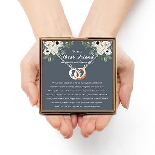OKEYCH Best Friend Gift to Bride Necklace, Maid of Honor Bride Gift On Her Wedding Day