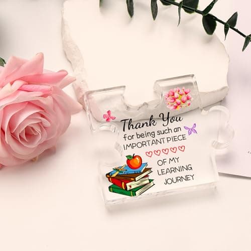 Funnli Teacher Gifts, Back to School Teacher Gifts, Teacher Appreciation Gifts Acrylic Plaque, Thank You Graduation Valentines Day Christmas Gifts for Women Teacher Classmate Study Partner Roommate