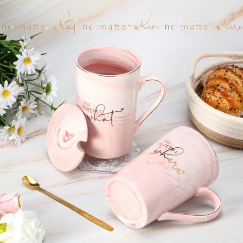 Hushee Hushee 3 Sets Friendship Gifts Friendship Mug for Best Friend Pink Mug Sisterhood Gifts for Christmas BFF, 12 oz