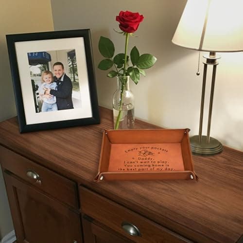 Birthday Gifts for Dad, Leather Tray for Dad, New Dad Gifts for Husband from Wife, Best Dad Gifts from Son Daughter, Christmas Thanksgiving Sentimental Gifts for Father Husband Stepdad