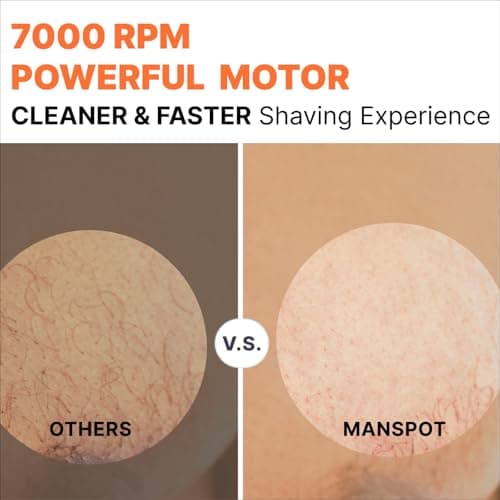 MANSPOT Manscape Groin & Body Hair Trimmer for Men, Electric Ball Pubic Trimmer Shaver,Manscape Kit with 4 Guard,Replaceable Ceramic Blade Heads,Waterproof Wet/Dry Shaver,90 Minutes Shaving