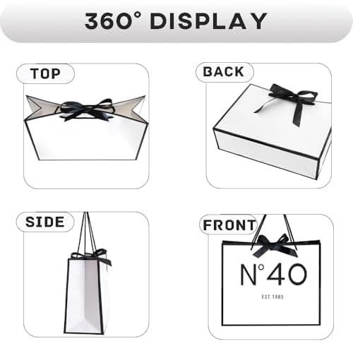 QLSKO 40th Birthday Keepsake Gift Paper Bag for Her Anniversary Party Present Shopping Tote Bags Women 40 Year Old Decorations Idea (1985 40th, Medium (Pack of 1))