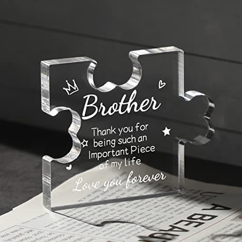 Funnli Gifts for Men Boys Acrylic Plaque - Fathers Day Christmas Birthday Gifts for Brother 3.35 x 2.76 Inch Desk Decorations - Brother Son Nephew Grandson Graduation Gifts from Sister