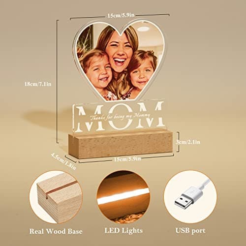 Bemaystar Dad Gifts with Picture- Custom Night Light with Photo Text, Father's Day Gifts from Daughter Son Wife, Gifts for Dad, Dad Gifts for Father Grandpa Papa for Fathers Day Birthday Christmas