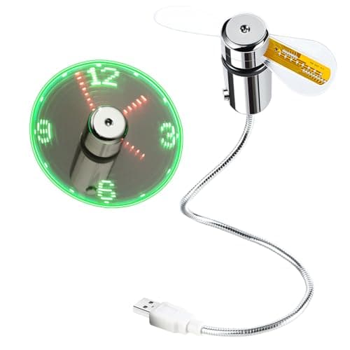 ONXE LED USB Clock Fan with Real Time Display Function,Stocking Stuffers for Men Christmas Gadgets,Father's Day Gifts,1 Year Warranty