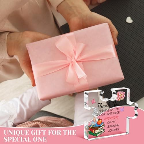 Funnli Teacher Gifts, Back to School Teacher Gifts, Teacher Appreciation Gifts Acrylic Plaque, Thank You Graduation Valentines Day Christmas Gifts for Women Teacher Classmate Study Partner Roommate