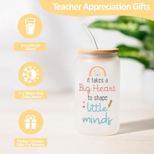 Teacher Gifts for Women, Teacher Appreciation Gift, Teacher Christmas Gifts, Thank You Gift for Teachers Bulk basket Back to School End of Year for Christmas Thanksgiving with 16oz Glass Cup