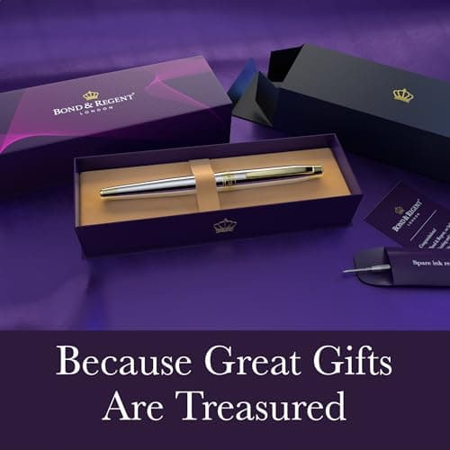 Silver Chrome & 24 Karat Gold | Certified Luxury Grade Rollerball Pen | Nice Gift for Men & Women