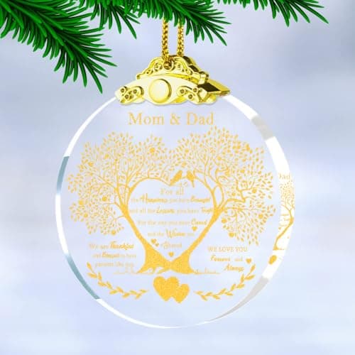Anniversary Ornament Gift for Mom and Dad Wedding, Mom and Dad Anniversary Ornament, Moms and Dads Christmas Glass Ornaments Gift for Couple Husband Wife Married Parents Grandparents 3"