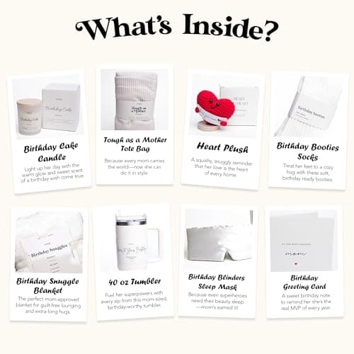lovebug Mom Birthday Gifts - Thoughtful Gift Box for Mom with Blanket, Candle, Tumbler, Socks, Self Care Items - Get Well Soon Care Package Set - Birthday Gift Basket for Women