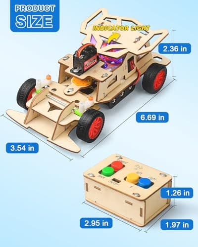 Poraxy STEM Kits for Kids 8-10, STEM Toys for Boys Age 8-12, Remote Control Car, Wooden 3D Puzzles 8-13 Science Projects Building Model, Birthday Gifts for 8 9 10 11 12 13 14 Year Old Teen Boys Girls