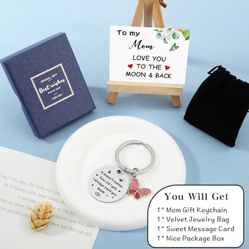 Mom Birthday Gifts - Mothers Day Keychain from Daughter Son, Kids Baby Toddler - Christmas Valentines Day Gifts