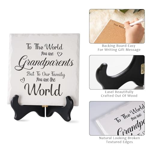 LukieJac Grandparents Gifts from Grandkids Ceramic Plaque for Grandpa & Grandma Gift Ideas Home Decor, Thanksgiving, Christmas, New Year, Grandparents Day, Wedding Anniversary and Birthday Gifts