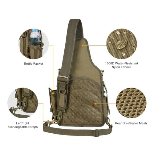 Piscifun Fishing Backpack with Rod Holder, Lightweight Sling Bag Storge Gear and Equipment