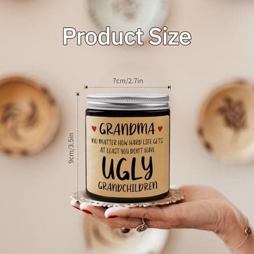 Niyewsor Grandma Gifts, Grandparents Day Gifts for Grandma, Lavender Scented Soy Wax Candle, Grandmas Birthday Gift from Grandchildren Granddaughter Grandkids, Handmade, 7oz