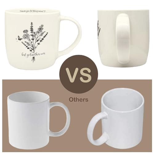 Best Godmother Ever Mug 12 Ounces Ceramic Coffee Cup Floral Beige with Keychain, Gift for Godmother Birthday, Mother’s Day, Christmas from Godchild