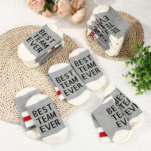 12 Pairs Best Team Ever Crew Socks Bulk Employee Appreciation Gifts for Women Men Staff Coworker Office Christmas