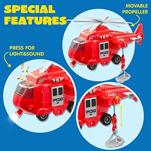 JOYIN Toddler Fire Truck Toys for 3 4 5 6 7 Year Old Boys - Fire Engine, Emergency Vehicle, Kids Firetruck, Friction Powered Car with Lights and Sounds, Christmas Birthday Gifts for Boys Girls Age 3-9