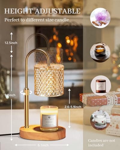 Candle Warmer Lamp with Timer Dimmer Adjustable Height for New Home Decor, Birthday Gifts for Women,Candle Warmer for Women Mom Christmas Mother's Day Gfit