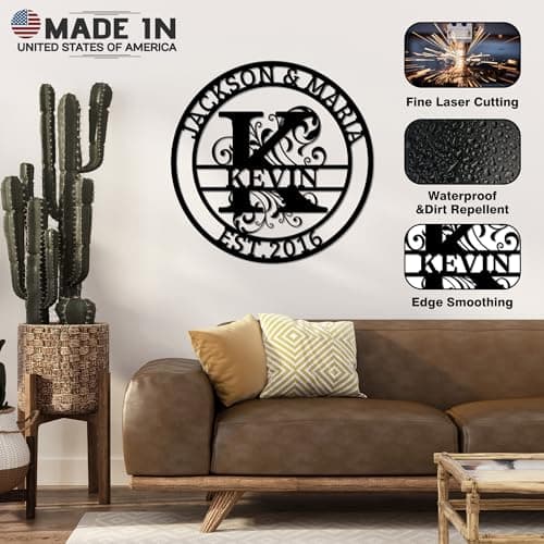 Custom Signs Outdoor Metal, Personalized Name Sign, Family Last Name Sign Home Decor, Initial Monogram Wall Metal Art, Customized Wedding Christmas Housewarming Gifts