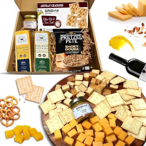 Cheese Gift Baskets Assortment Bundle with 5 items - Gourmet Food Gifts for Men and Women, Food for Charcuterie Board, Cheese Sampler for Corporate and Family Occasions, Thanksgiving and Christmas Gifts