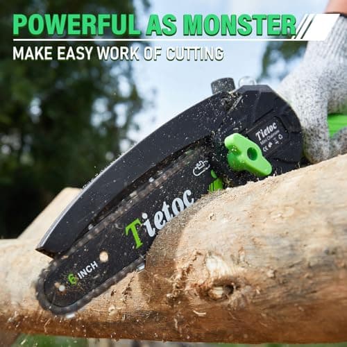 Tietoc Mini Chainsaw 6-Inch with 2 Batteries, Electric Saw, Stocking Stuffers Christmas Birthday Gifts Present for Men Dad Husband Gardener Adults, Cool Gadgets 2025