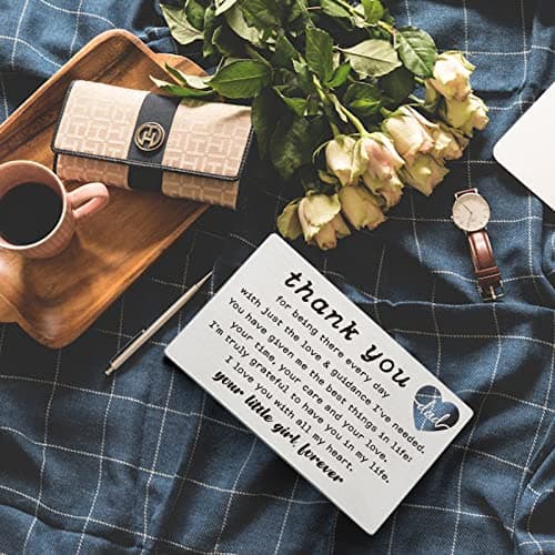 YODOCAMP Thank You Dad Engraved Wallet Card Inserts, Dad Gifts from Daughter, Birthday Father's Day Thanksgiving Christmas Valentines Gifts Card for Dad Father Papa