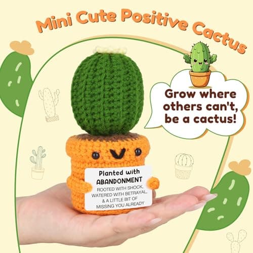 Funny Retirement Gift for Woman Men, Coworker Farewell Leaving Going Away Goodbye Gift for Women Coworker Boss Friend Teacher, Moving Away Off to College, Crochet Abandonment Cactus Decroration Card