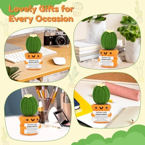 Funny Retirement Gift for Woman Men, Coworker Farewell Leaving Going Away Goodbye Gift for Women Coworker Boss Friend Teacher, Moving Away Off to College, Crochet Abandonment Cactus Decroration Card