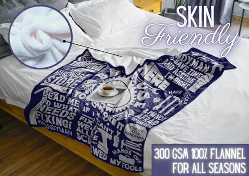 Hanyman Gifts Blanket for Man - 50" x 65" Throw, Flannel Blanket - Birthday Gifts for Handyman - Broke