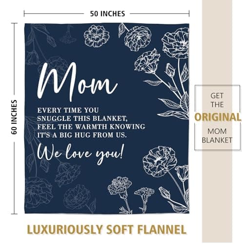 Mom Birthday Gifts, Gifts for Mom Blanket, to My Mother Birthday Gift from Daughter Son, Present for Moms for Christmas 60" x 50", Blue