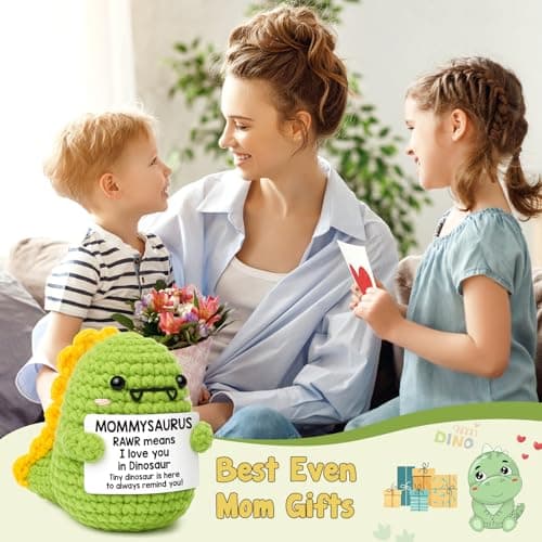 Mini Gifts for Mom Christmas I Love You Mommy Gift Handmade Crochet Dinosaur Mom Gifts for Christmas Birthday Gift for Mama Mother- in- Law New Bonus Step Moms Mother from Daughter Son Husband