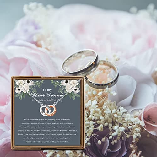 OKEYCH Best Friend Gift to Bride Necklace, Maid of Honor Bride Gift On Her Wedding Day