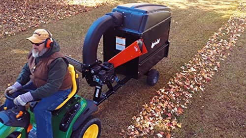 Agri-Fab 45-0578 Large Capacity 32 CU FT Hard Top Chip- N-Vac, Tow Behind Lawn Vacuum, Leaf Mulcher, Gas Powered, Easy Foot Pedal Dumping