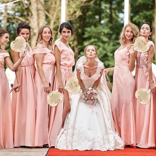 Roowest 101 Pcs Wedding Fans Gifts for Guests 100 Pcs Wedding Hand Plastic Fans and a Table Sign for Bridal Shower Party Favor Appreciation(Wood,Retro Lace)