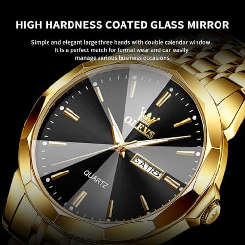 OLEVS Watch for Men Diamond Business Dress Analog Quartz Stainless Steel Waterproof Luminous Date Two Tone Luxury Casual Wrist Watch