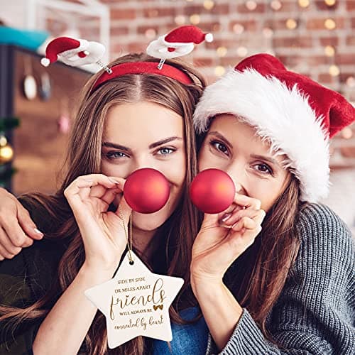 CHENGU Christmas Friends Ornament Ceramic Star Shaped Ornament High School College Hanging Sign Decoration Tree Ornament Good Friends are Like Stars Tags Crafts with Box for Classmate Friends (3 Pieces)