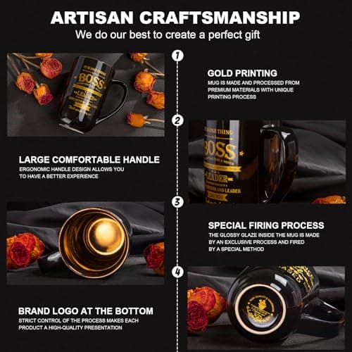 Boss Gifts - Best Bosses Day Gifts for Men Women - Funny Office Christmas Appreciation Gift for Boss Lady, Manager, Leader Female Male Birthday, Large 18 Oz Metal Glaze Ceramic Mug with Nice Gift Box