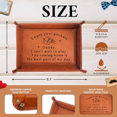Birthday Gifts for Dad, Leather Tray for Dad, New Dad Gifts for Husband from Wife, Best Dad Gifts from Son Daughter, Christmas Thanksgiving Sentimental Gifts for Father Husband Stepdad