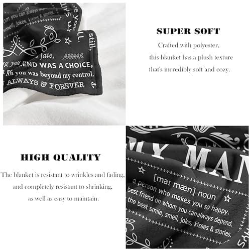 Anniversary Throw Gifts for Him, Gifts for Boyfriend Husband, Husband Boyfriend Blanket 50"X60", Men Birthday Gift Ideas, I Love You Present for Him Soft Throw Blanket