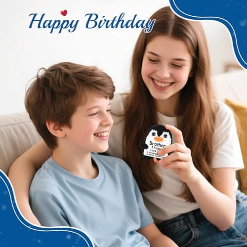 Mini Funny Brother Gifts from Sister Brother, Handmade Crochet Mini Penguin Birthday Gifts for Brother Boy Friend, I Love You Brother for Birthday Graduation Christmas Emotional Present