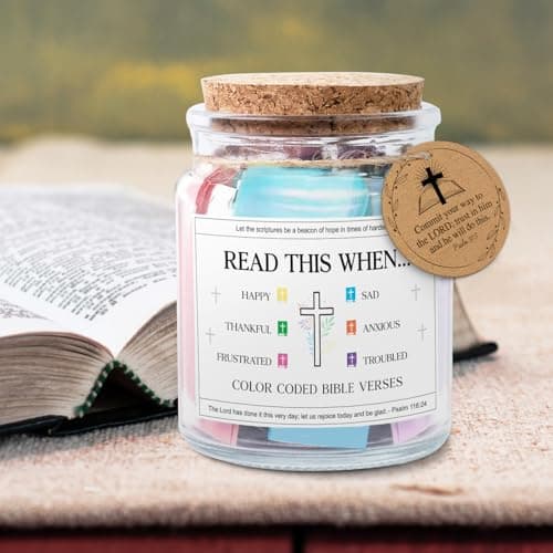 NewEleven Birthday Gifts For Women - Christian Gifts For Women, Her, Friends - Appreciation Present From Friend, Family - Decorative Glass Inspirational Scripture Jar With 92 Bible Verse