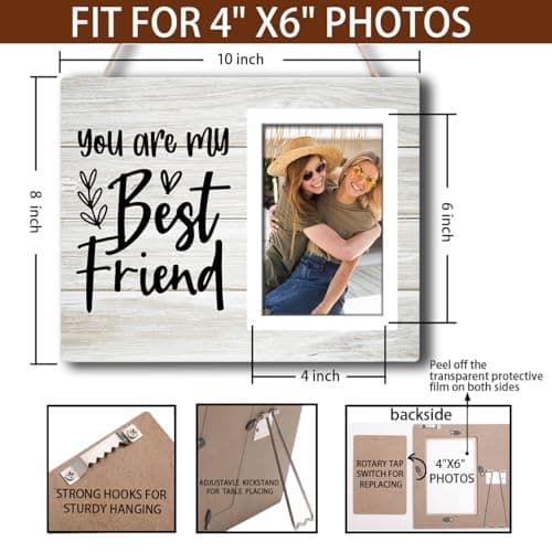 You're My Best Friends Gift Picture Frame, Friend Birthday Gifts for Women, BFF, Best friend, Besties, Long Distance Friendship Gifts for Soul Sisters, Big Sis - 4x6 Inches Wood Photo Frame