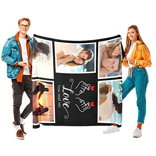Custom Photo Blankets Using My Own Photo, Personalized Couples Gifts for Valentines Day Gifts for Him & Her